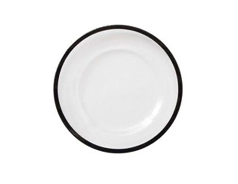 glass salad plate with black rim for rent