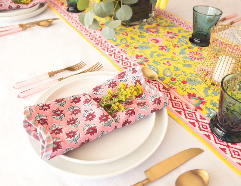 Set the table with printed napkins and table runners