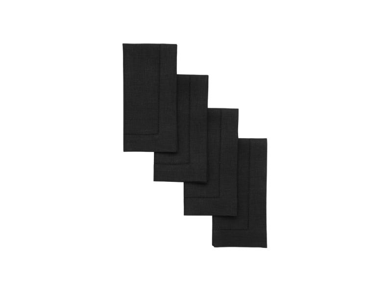 Black Linen Hemstitch Napkin