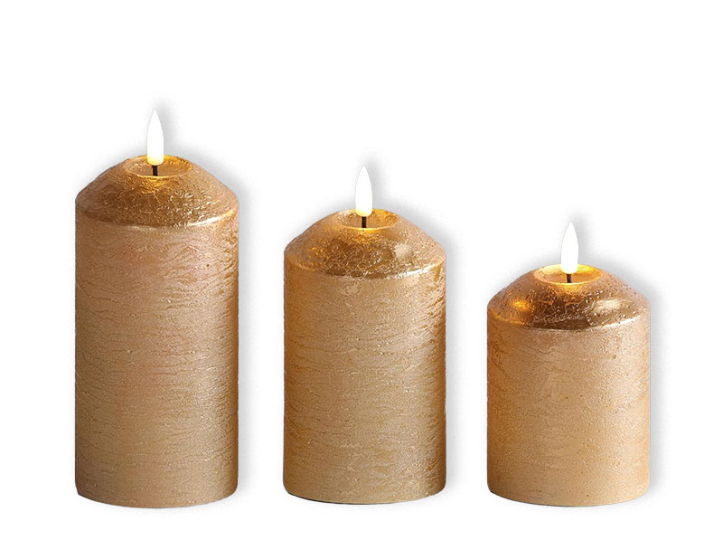 Gold Flameless LED Pillar Candles