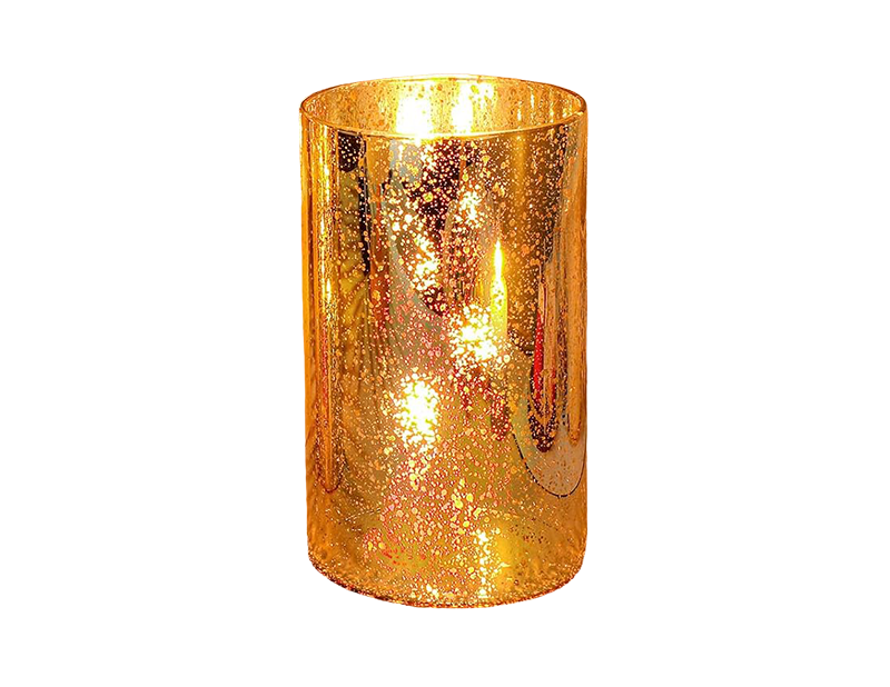 Gold Mercury Glass Hurricane Candle Holder