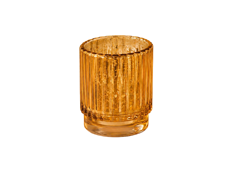 Gold Mercury Glass Ribbed Votive