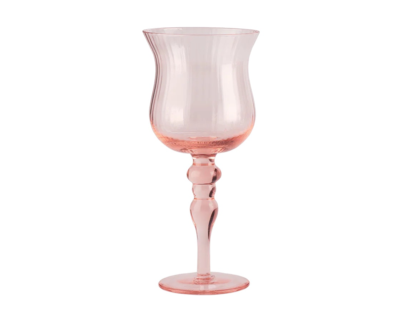 Colored glassware rental in pink or blush